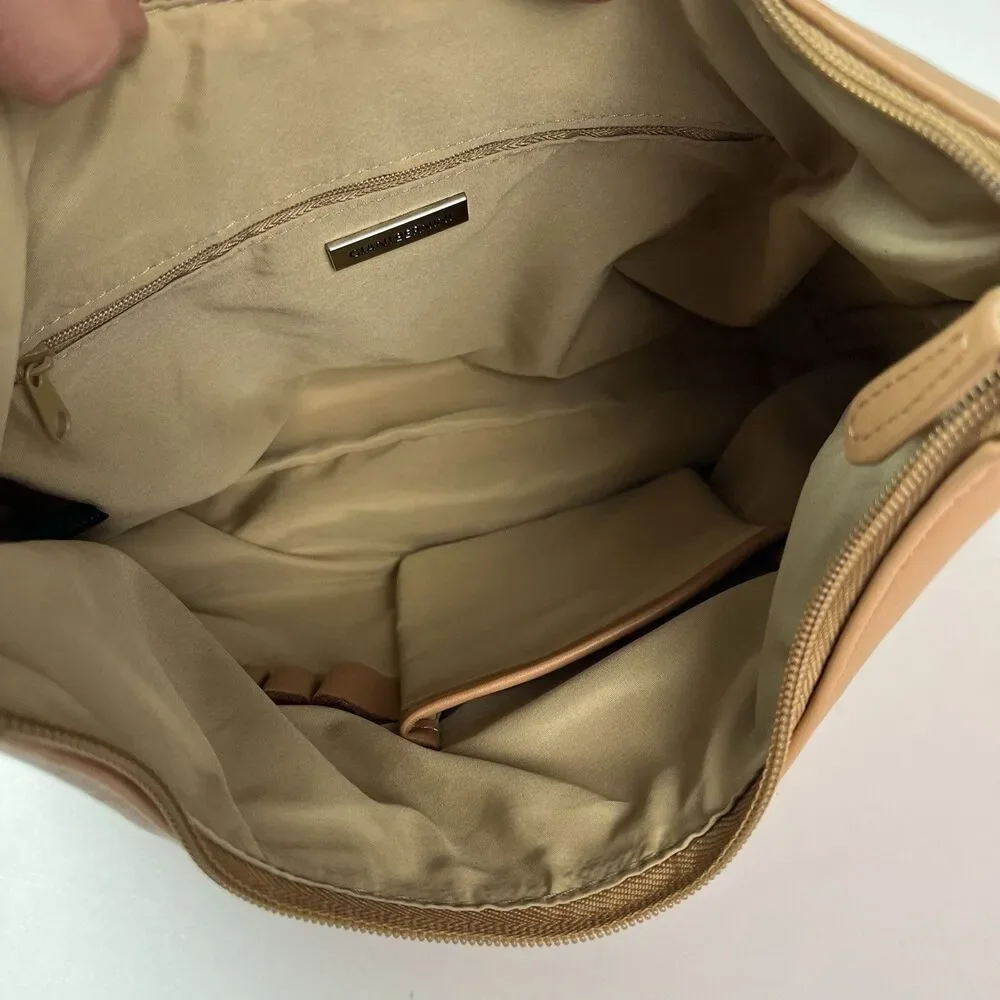 GIANI BERNINI Napa Leather Hobo Shoulder Bag Tan Classic Minimalist Preppy Retro